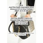 Just Polo Lüks Tasarım Zincir Detaylı Lüks El ve Omuz Çantası Shopper Ebat : 25X22 cm - 25 x 22 cm - Ekru