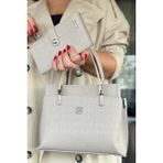 Just Polo Taş Kadın Orta Boy 5 Bölmeli El ve Omuz Çantası ve Cüzdan Kombini 22X25CM PB5904