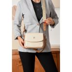 Just Polo Yeni Sezon Kolon Askılı 4 Bölmeli Krem Kadın Omuz Çantası 21X16CM PBU2174 - Krem - Taba
