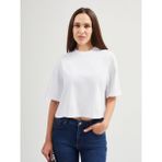 JUST UNIQUE DENIM J.U.D Lucia 82001 Oversize Crop Beyaz Kadın Basic T-Shirt