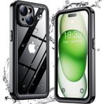Justcool iPhone 15 Plus Kılıf Su Geçirmez, Dahili 9H Temperli Cam Kamera Lensi ve Ekran Koruması [IP68 Sualtı] [14FT Askeri Düşmez] [Toz Geçirmez] Tam Vücut Darbeye Dayanıklı Telefon Kılıfı 6,7 inç,