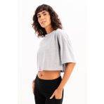 JUSTEVER 100% Pamuk Crop Bisiklet Yaka Kadın T-Shirt- Maia, Gri, L