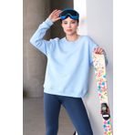 JUSTEVER Bisiklet Yaka Basic Kalıp Kadın Sweatshirt Eşofman Üstü - Aura, Mavi, XL