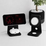 Justone Magsafe Uyumlu Mıknatıslı 2'li Telefon ve Kulaklık Şarj Istasyonu - Masaüstü Stand Şarj Düzenleyici - Siyah