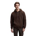 JUSTUS Erkek Kapüşonlu Kanguru Cepli Fermuar Yakalı Kahverengi Sweatshirt