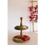 justwood 2 Katlı 21/25 Cm Ahşap Kek Pasta Sunumluk Standı, Servis Sunum Tabağı, Çok Amaçlı Ikramlık