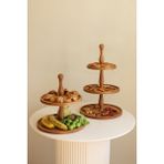Justwood 2 Li 2 Katlı Kek Standı ve 3 Katlı Ahşap Pasta Sunum Servis Tabağı Seti - Kahverengi