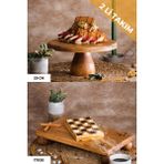Justwood 2 Li 29/12 Lucca ve 17X30 cm Risus Ahşap Dikdörtgen Pasta Sunum Servis Tabağı Seti - Kahverengi