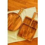 justwood 2 Li Doğal Ahşap Saplı Kayın Ağacı Bölmeli Peynir Çerez Meyve Kahvaltı Sunum Tabağı 47x26/35 Cm