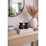 justwood 2 Li Siyah Büyük Nar Model Tealight Ahşap Şamdan Seti Dekoratif Şamdan