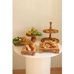 justwood 5li Ahşap Pasta Sunum 2 Katlı Kek Standı, 25 Cm Pastalık, 25 Cm Risus, 17x25 Risus,25x25 Tityos