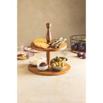 Justwood Justwood 2 Katlı Düz Tabaklı Ahşap Kek Pasta Sunumluk Standı, Servis Sunum Tabağı, Ikramlık
