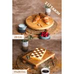 Justwood Justwood 2 Li Risus Top Ayaklı 29 Cm Ve 17x25 Cm Ahşap Dikdörtgen Pasta Sunum Servis Tabağı Seti