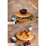 Justwood Justwood 2 Li Risustop Ayaklı 25 Cm Ve 29 Cm Ahşap Yuvarlak Pasta Sunum Servis Tabağı Seti