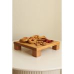 Justwood Justwood Tityos Küp Ayaklı 25X25 cm Ahşap Kare Pasta Sunum Servis Tabağı - Kahverengi