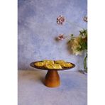 Justwood Ligna Melamin Ahşap Rölyefli 23 cm Lucca Ayaklı Pasta Tabağı, Servis Tabağı, Sunumluk
