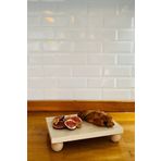 Justwood Mdf Tabaklı Kayın Top Ayaklı Risus Yuvarlak Pasta Sunum Servis Tabağı - 17x25 Cm