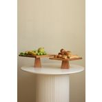 justwood Piramit 25x25/10 Cm Ve 29x29/12 Cm Ayaklı Kare Ahşap Pasta Sunum Servis Tabağı
