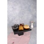 Justwood Piramit Siyah 25X25 cm Ahşap 10 cm Ayaklı Kare Pasta Sunum Servis Tabağı - 25 x 25 cm