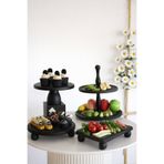 justwood Siyah 4lü 2 Katlı Kek Standı, 25 Cm Pastalık, 25 Cm Risus, 17x25 Risus Ahşap Çeyiz Seti