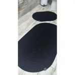 Jüt Hasır 2Li Banyo Seti Paspas Takımı-Siyah