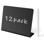 JuuBDM 12 ADET Mini Kara Tahta Tabelaları Yemek için 4"x3" Parti Büfe için Gıda Etiketleri - Küçük Kara Tahta İşaretleri - Düğün, Masa İşaretleri, Mesaj Panosu, Yer Kartları ve Etkinlik Dekorasyonu için