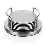 JUXYES 6'lı Set Paslanmaz Çelik Yuvarlak Bardak Altlığı Tutucu ve Sünger Altlık, Gümüş Metal Bardak Altlıkları Seti Çarpıcı Havalı Bardak Altlığı Paspaslar Restoran Mutfak bar Yemek Masası için Dekor
