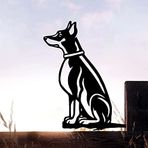 JuZi Store Tazı Metal Hayvan Sanat Dış Mekan Çim Heykeli, Köpek Silüeti Hayvan Dekor Dış Mekan Metal Köpek Hayvan Silüeti Bahçe Kazığı Metal Heykeller Hediyelik Köpek severler için (Renk: B)