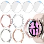 Jvchengxi Samsung Galaxy Watch 6 40 mm için Kılıf, Sert PC Tampon Kapağı + Galaxy Watch 6 40 mm için Temperli Cam Ekran Koruyucu Filmler