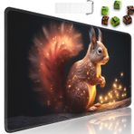 JVGFYNKL MTG Playmat + İpli Seyahat Çantası + 6 Zar Sayacı, Masa Üstü Ticaret Kartı Oyun Matları veya Büyük Fare Altlığı, Kaymaz Kauçuk 24 x 14 inç, Parlayan Sincap TCG Playmat
