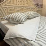Jwk Home Akçay Çizgili ve Düz Çift Taraflı Nevresim Seti - Çift Kişilik - Gri Çizgili Ekru - Beyaz - Gri - 200 x 220 cm