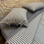 Jwk Home Akçay Çizgili ve Düz Çift Taraflı Nevresim Seti - Çift Kişilik - Gri Çizgili Gri - Antrasit - Gri - 200 x 220 cm