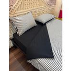 JWK Home AKÇAY Çizgili ve Düz Çift Taraflı Nevresim Seti (Gri Çizgili - Siyah, Çift Kişilik)