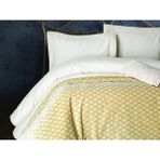 Jwk Home Krem Kafes Baklava Desenli Kadife Deri Çift Kişilik Yatak Örtüsü (270X260) - 270 x 260 cm
