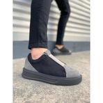 JY007 Alba Bağcıksız Süet Erkek Günlük Sneaker Ayakkabı SST Gri/Siyah