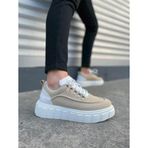 JY010 Cloud Bağcıklı Süet Erkek Günlük Sneaker Ayakkabı SBT - Krem/Beyaz