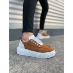 JY010 Cloud Bağcıklı Süet Erkek Günlük Sneaker Ayakkabı SBT - Taba/Beyaz