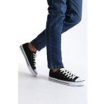 Jy0422 Luke Bağcıklı Keten Kumaş Erkek Günlük Sneaker Ayakkabı Kbt - Siyah