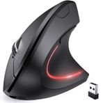 JYKEYMOUT 2.4G Kablosuz Fare, Ergonomik Dikey Tasarım, 1600 DPI, 6 Düğme, Dizüstü Bilgisayar, Bilgisayar, Masaüstü için Bilgisayar Fareleri (Siyah)