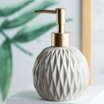 JYXindzkj Ceramics Gold Banyo Sabunluğu, Mutfak Lavabosu için Rölyef Sabunluğu, 400 ml / 14 oz Doldurulabilir Sıvı El Sabunu Dispenseri Altın Pompalı (Haki)