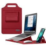 JZ 11 12 Inch Polyurethane (PU) Laptop El Çantası çantası Sleeves Cep telefonu tutucusu Mouse Pad for Macbook Air Surface HP Lenovo Dell ASUS Acer Samsung Laptops Bag Case- Red