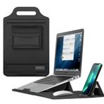 JZ 13 14 Inch Polyurethane (PU) Laptop El Çantası çantası Sleeves Cep telefonu tutucusu Mouse Pad for Macbook Air Pro Retina M1 M2 Surface HP Lenovo Dell ASUS Acer Samsung Laptops Bag Case- Black