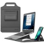 JZ 15 16 Inch Polyurethane (PU) Laptop El Çantası çantası Sleeves Cep telefonu tutucusu Mouse Pad for Macbook Air Pro Retina M1 M2 Surface HP Lenovo Dell ASUS Acer Samsung Laptops Bag Case- Gray