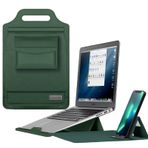 JZ 15 16 Inch Polyurethane (PU) Laptop El Çantası çantası Sleeves Cep telefonu tutucusu Mouse Pad for Macbook Air Pro Retina M1 M2 Surface HP Lenovo Dell ASUS Acer Samsung Laptops Bag Case- Green