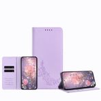 JZ Moto G54 Power için Şakayık Kabartmalı Cüzdan Kılıf, Deri Cüzdan Kapaklı Kapak ➤ RFID Engelleme➤ Kickstand & Kart Yuvaları ✪ Kadınlar Kızlar için Koruyucu Folyo Kabuk - Açık Mor
