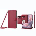 JZ Xiaomi Poco F5 Pro/RedMi K60 / K60 Pro için 9 Kart Yuvalı ve Fotoğraf Pencereli Cüzdan Kılıf, Birinci Sınıf Deri Kapaklı Kılıf, Kickstand Çapraz Askılı Telefon Cüzdanı & Kordon & Bileklik - Kırmızı