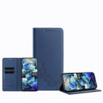 JZ Xiaomi Poco M4 Pro 4G için Şakayık Kabartmalı Cüzdan Kılıf, Deri Cüzdan Kapaklı Kapak ➤ RFID Engelleme─ Kickstand & Kart Yuvaları Kadınlar Kızlar için Koruyucu Folyo Kabuk - Koyu Mavi