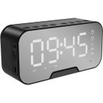 K-10 Bluetoothlu Mp3 Müzik Çalar Fm Radyolu - Alarmlı Dijital Masa Saati / Termometre Özellikli - Siyah