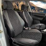 K-Design Peugeot 307 Araca Özel Oto Koltuk Kılıfı - Nakışlı Tay Tüyü ve Deri - Siyah