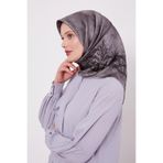 K.Gri Kenar Benekli Twill İpek Eşarp